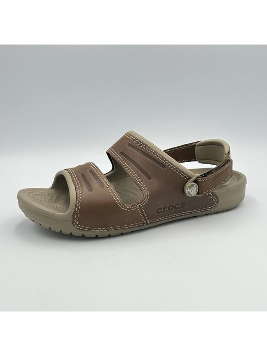 Crocs Yukon Men\'s Size 8 Brown Leather Strap Comfort Slides Open Toe Sandals main image 8